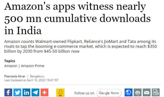 亚马逊成功占领大份额的印度市场，印度区亚马逊的前景分析