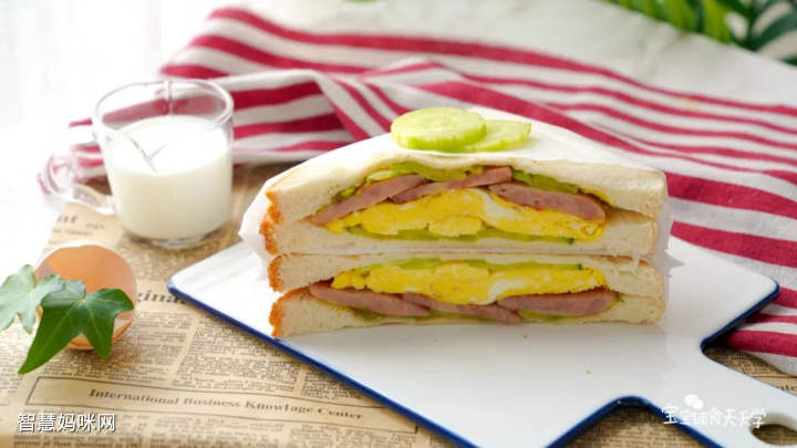 营养美味早餐—午餐肉滑蛋三明治的做法