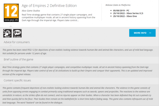 《帝国时代2决定版》Xbox版欧洲过审 有望于25周年直播公布