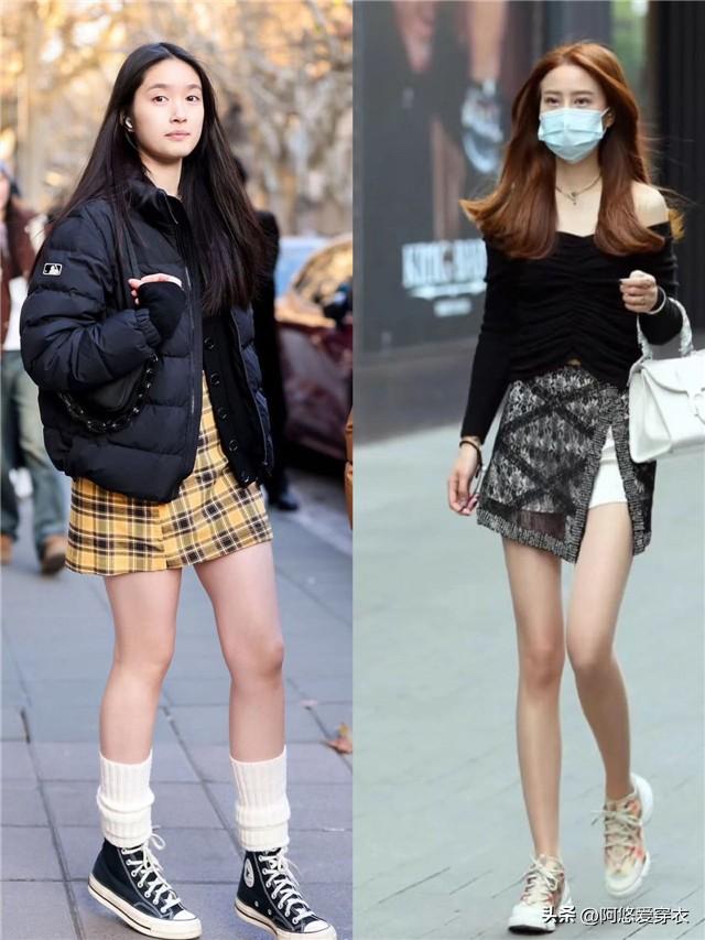 上海女生有多会穿？看她们配的裙子+运动鞋就知道了，真时髦好看